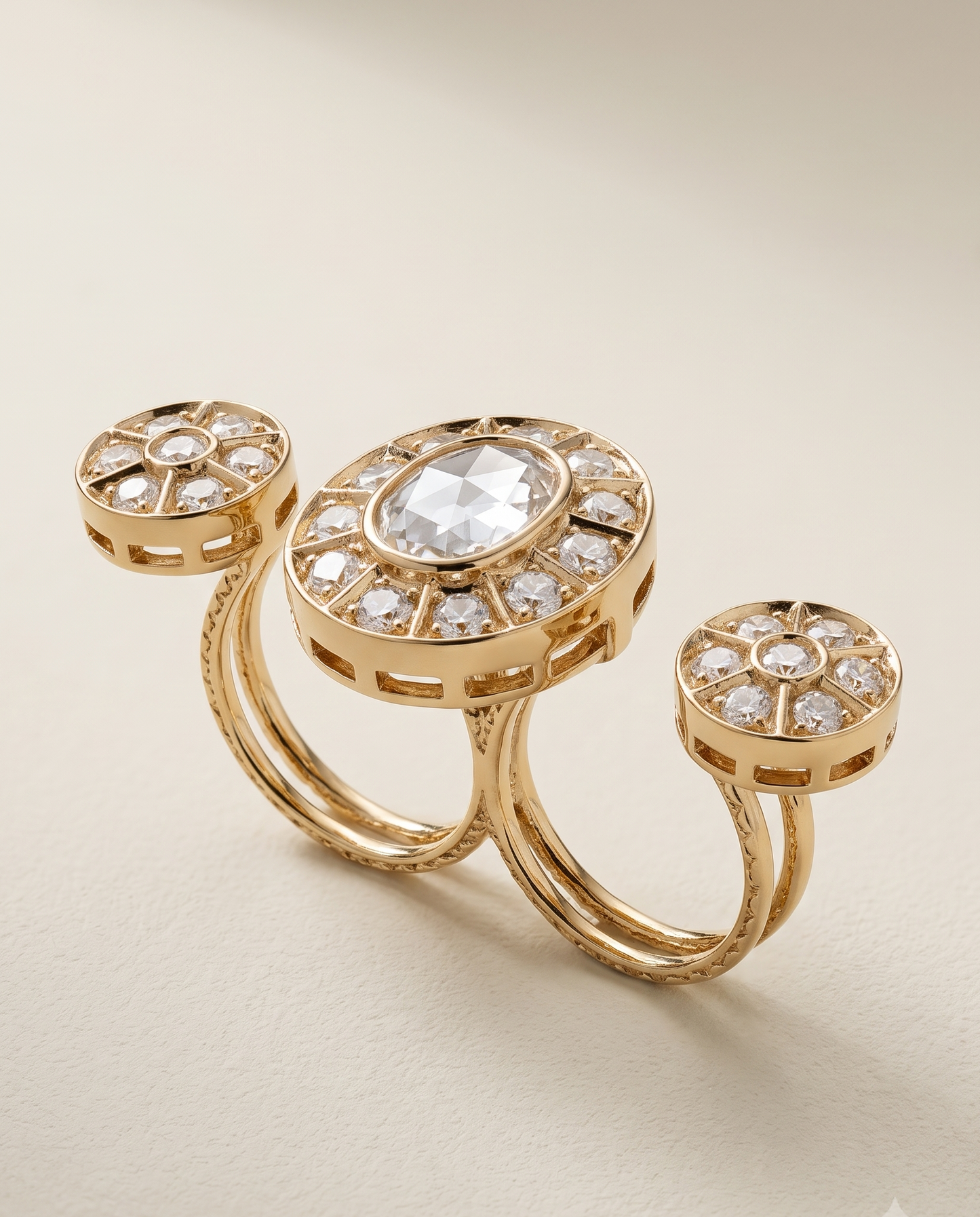 Statement Polki Double Ring