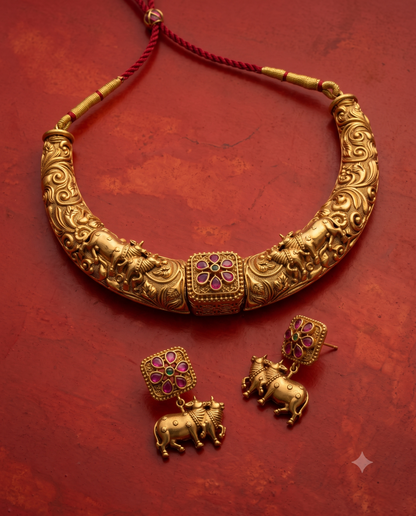 Golden Nandi Choker Set