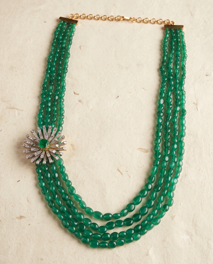 Pure Silver Green Radiance Mala