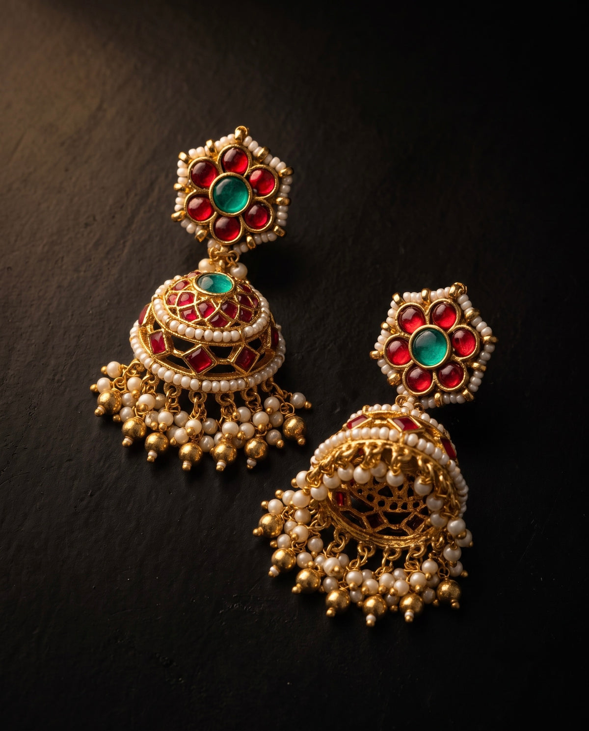 Golden Pachi Kundan Mesh Necklace Set