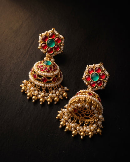 Golden Pachi Kundan Mesh Necklace Set