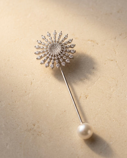 Pure Silver Sunburst Lapel Pin