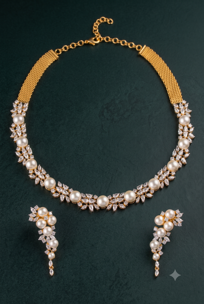 Pure Silver Pearl Brilliance Necklace Set
