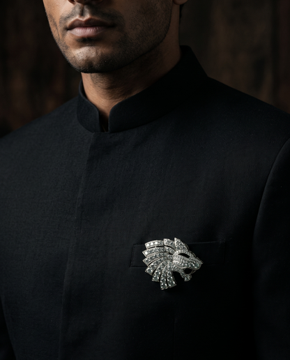 Pure Silver Lion Arc Brooch