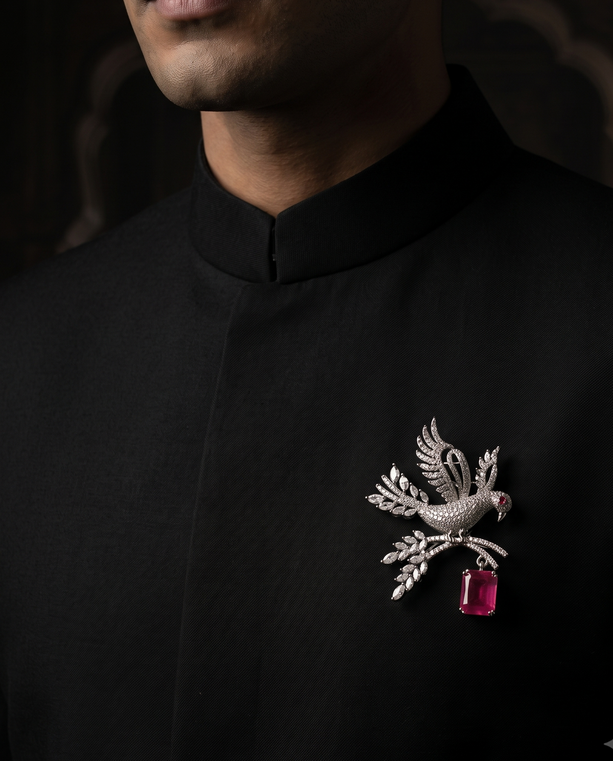 Ruby Dove Brooch
