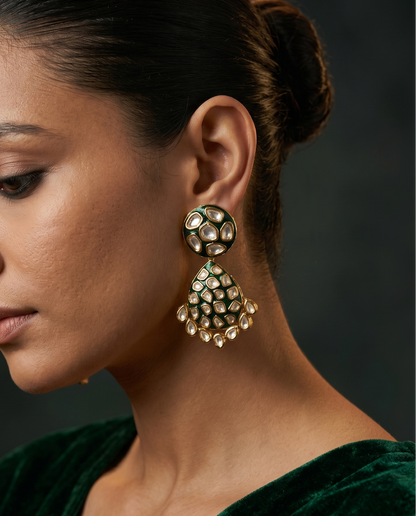 Emerald Meenakari Drops