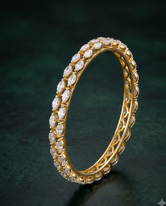 Pure Silver Dual Marquise Bangle