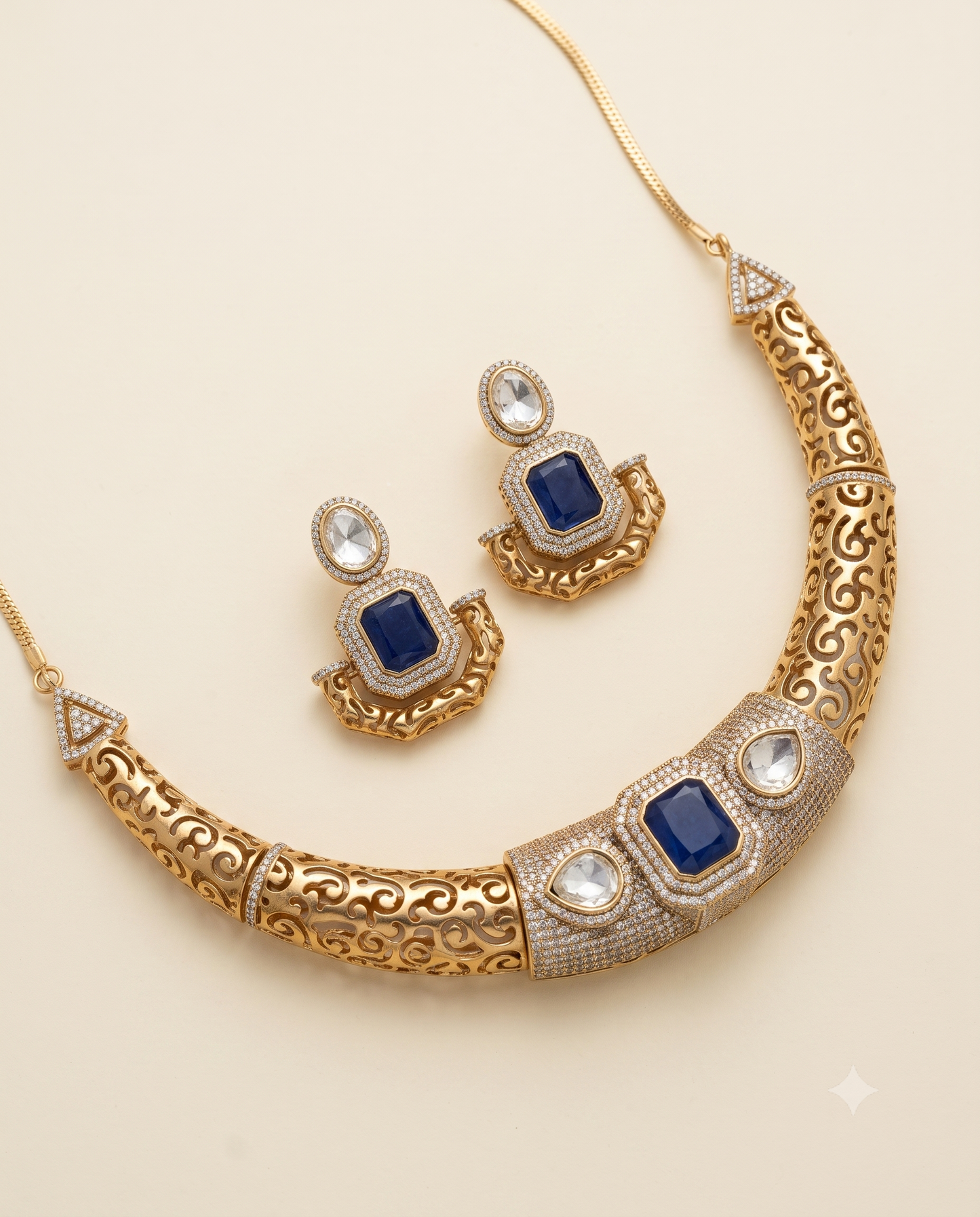 Golden Sapphire Hasli Set