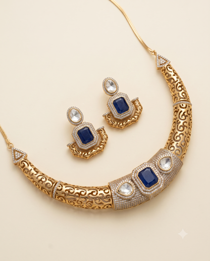 Golden Sapphire Hasli Set