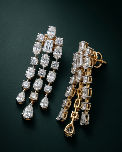 Pure Silver Noir Cascade Danglers