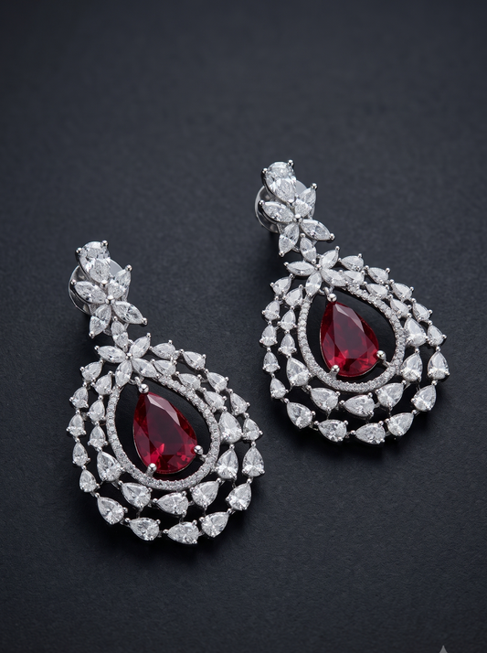 Delicate Ruby Drop  Earrings
