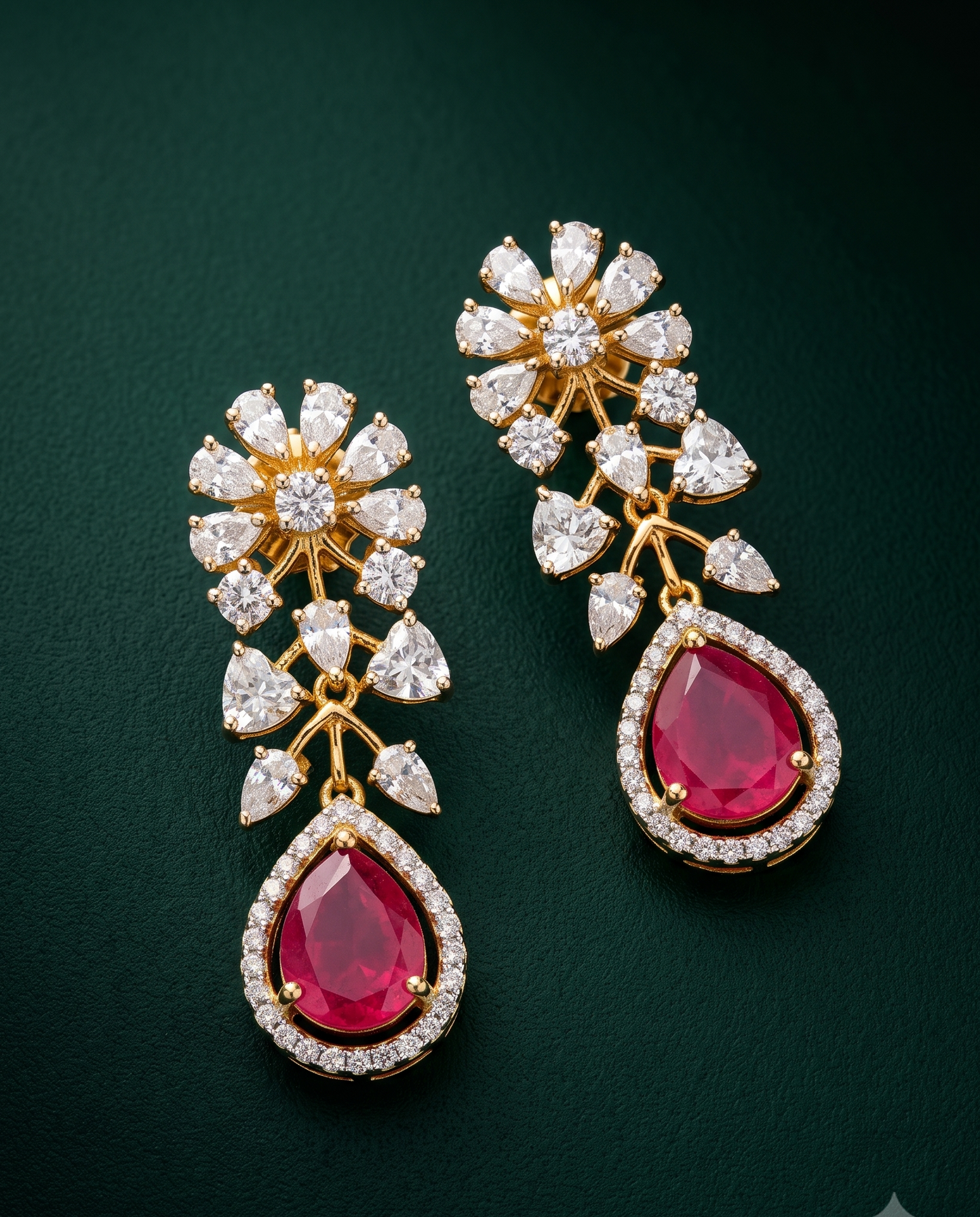 Pure Silver Ruby Radiance Earrings