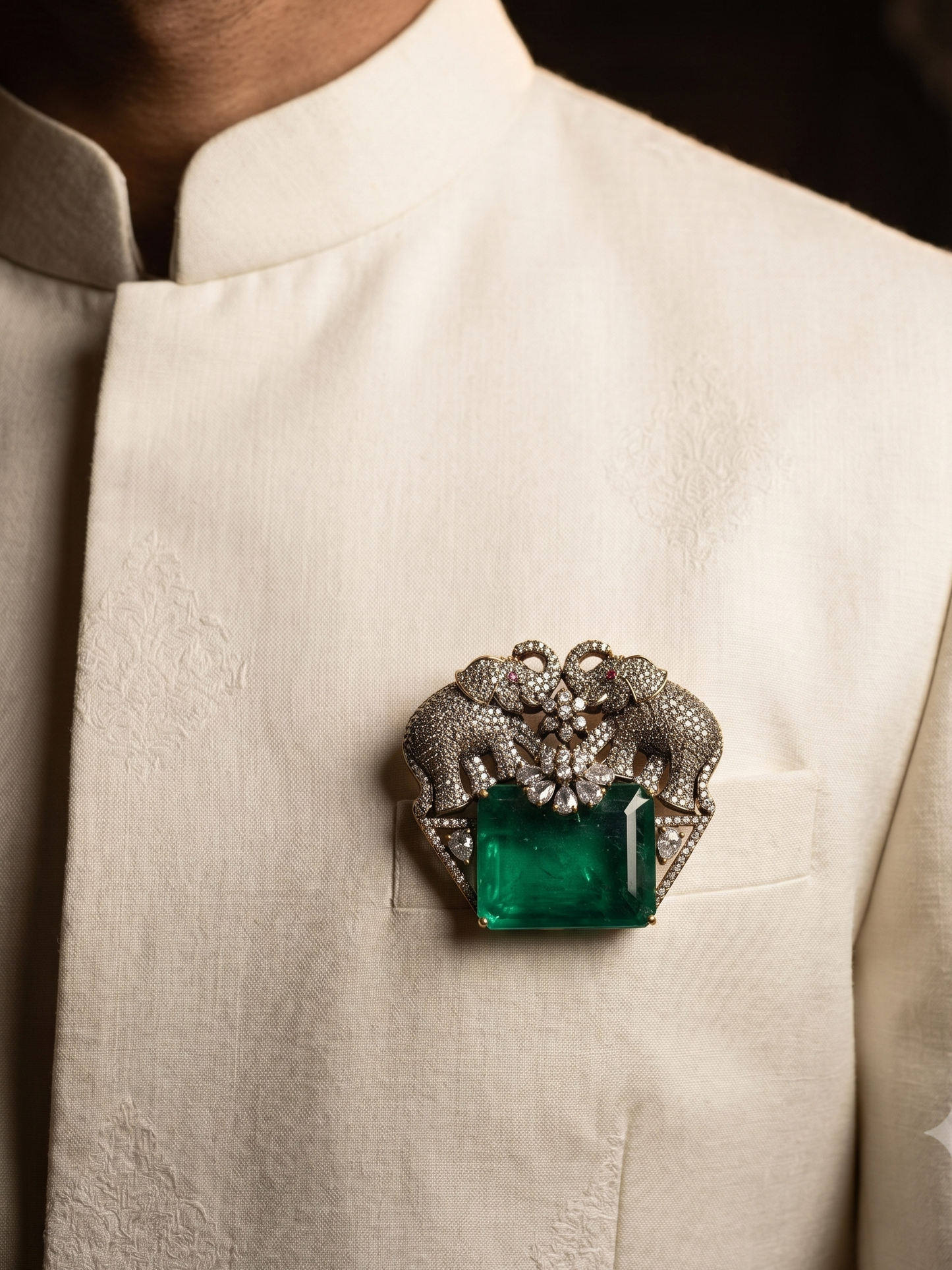 Royal Emerald Gajraj Brooch