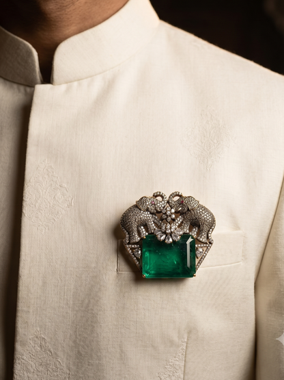 Royal Emerald Gajraj Brooch
