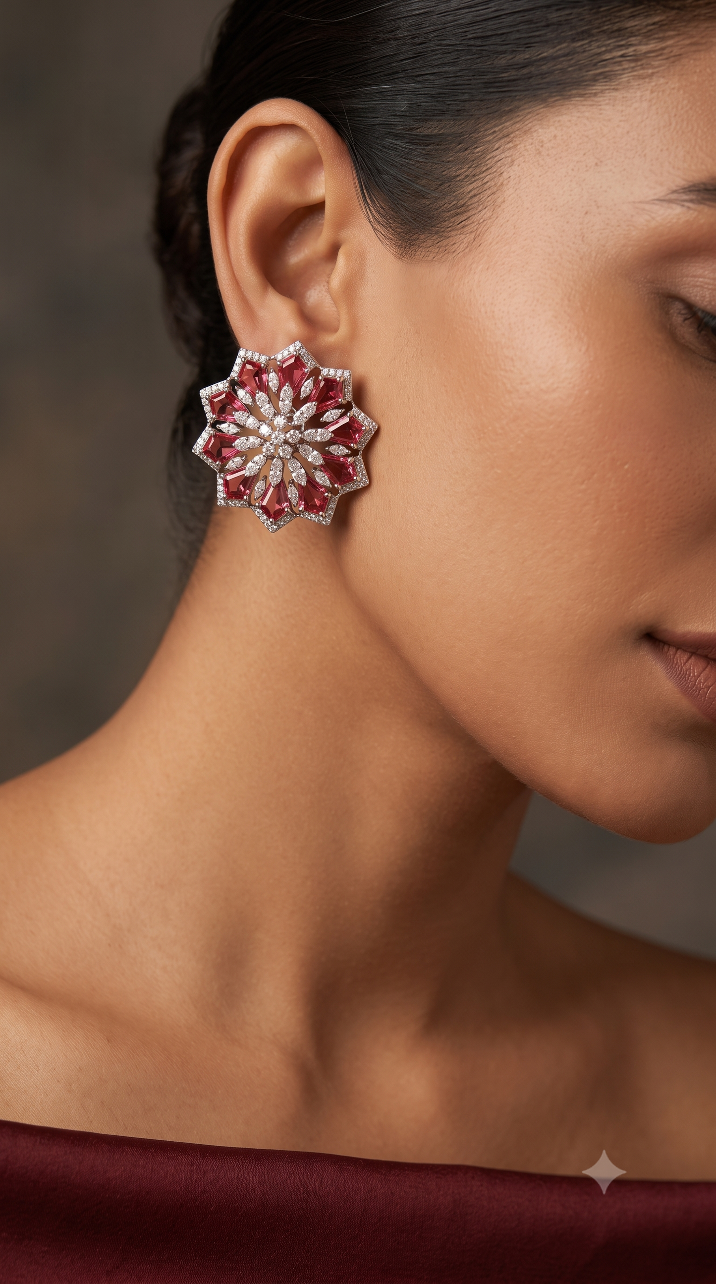 Ruby Rosette Studs