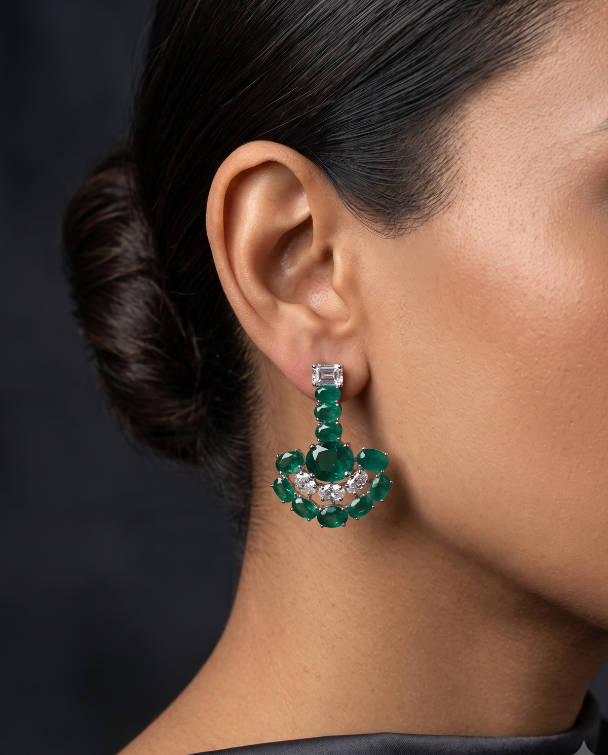 Pure Silver Emerald Bold Earrings