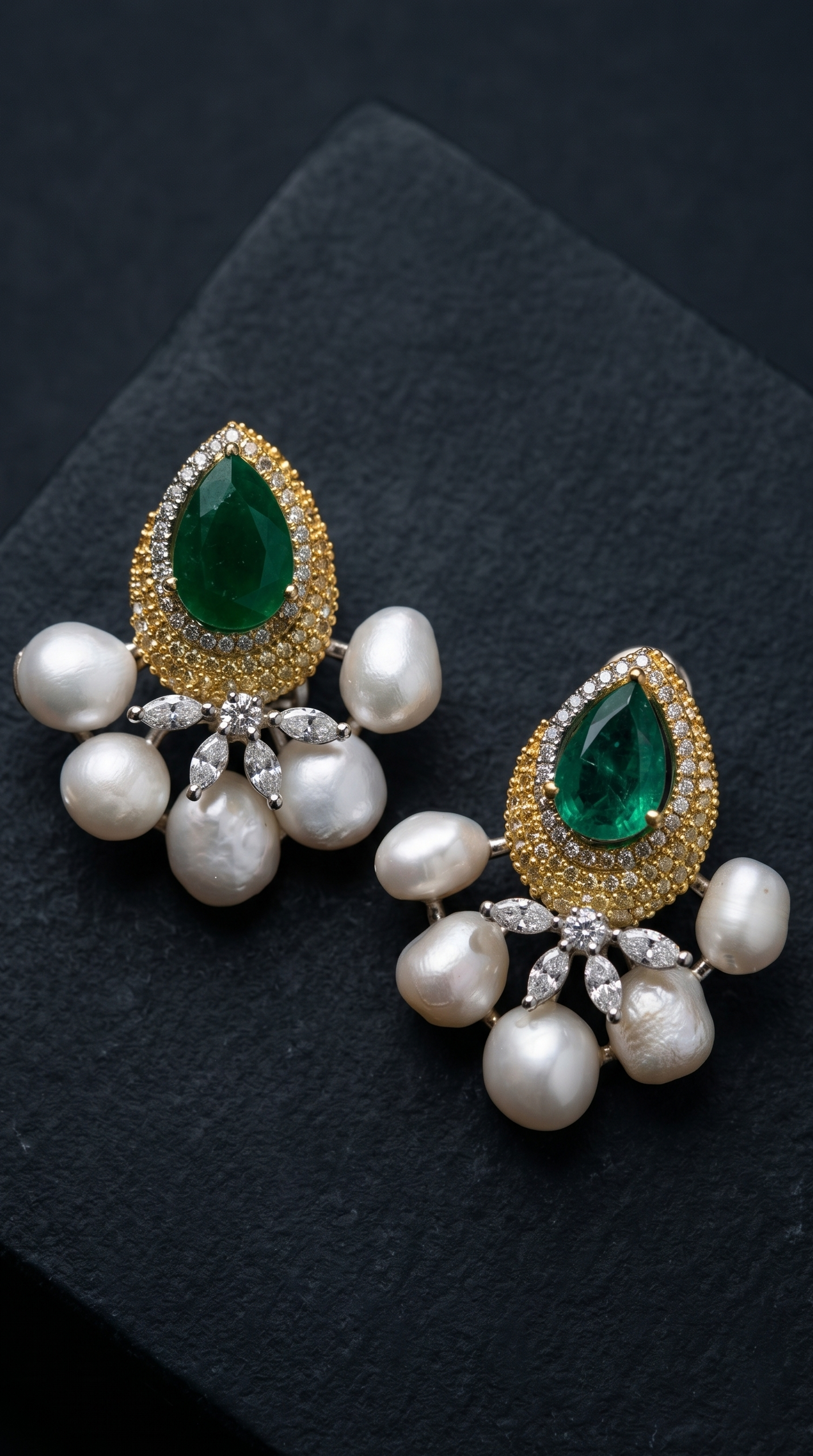 Emerald Moti Cascade Earrings