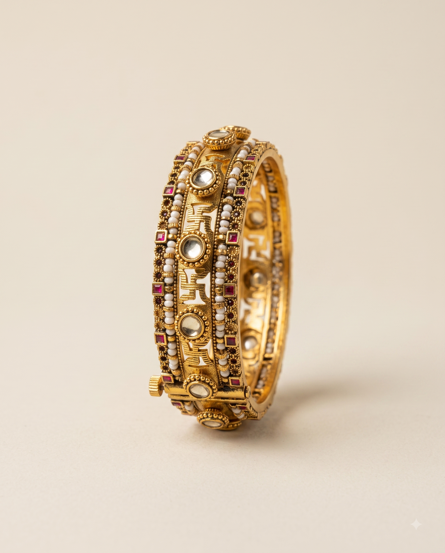 Golden Swastik Kada Bracelet