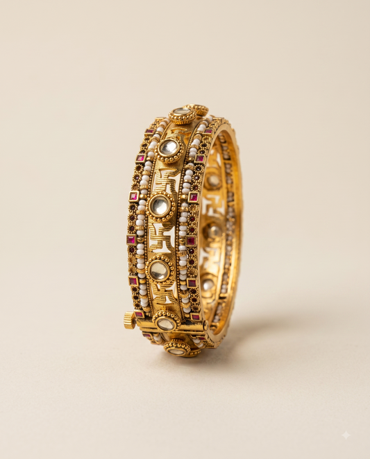Golden Swastik Kada Bracelet