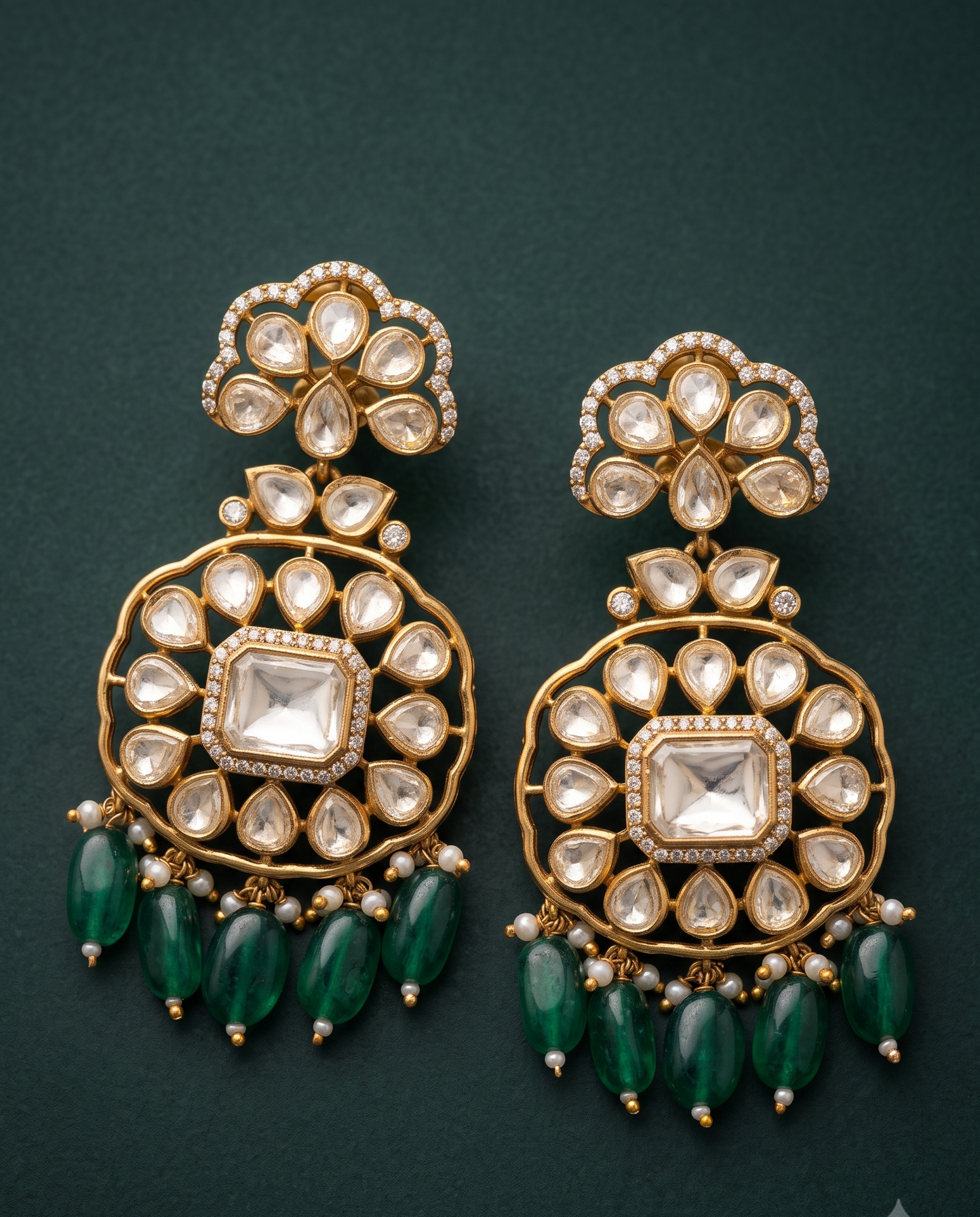 Emerald Polki Majesty Jhumkas