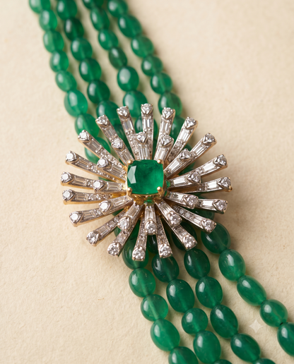 Pure Silver Green Radiance Mala