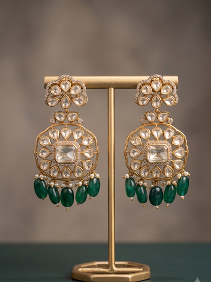 Emerald Polki Majesty Jhumkas