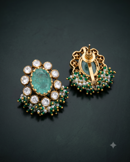 Pure Silver Noori Polki Studs