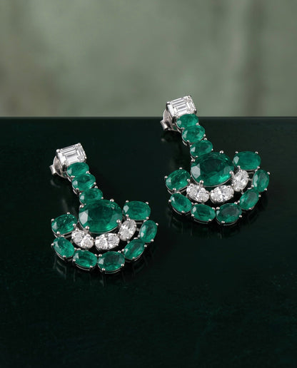 Pure Silver Emerald Bold Earrings