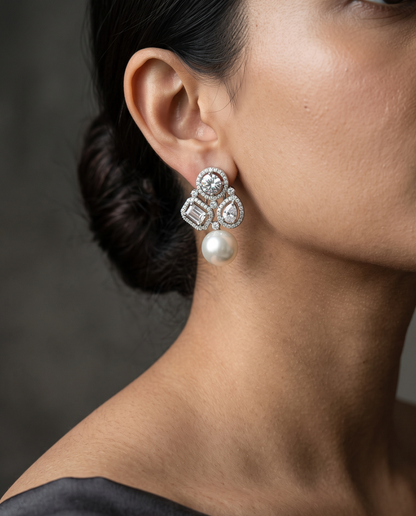 Pearl Triple Halo Studs