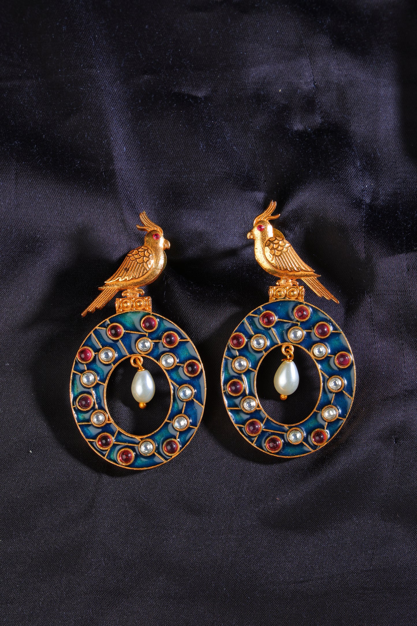 Blue Meenekari Earrings