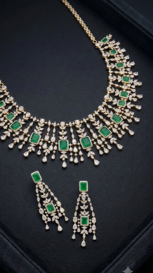 Emerald Bloom Necklace Set