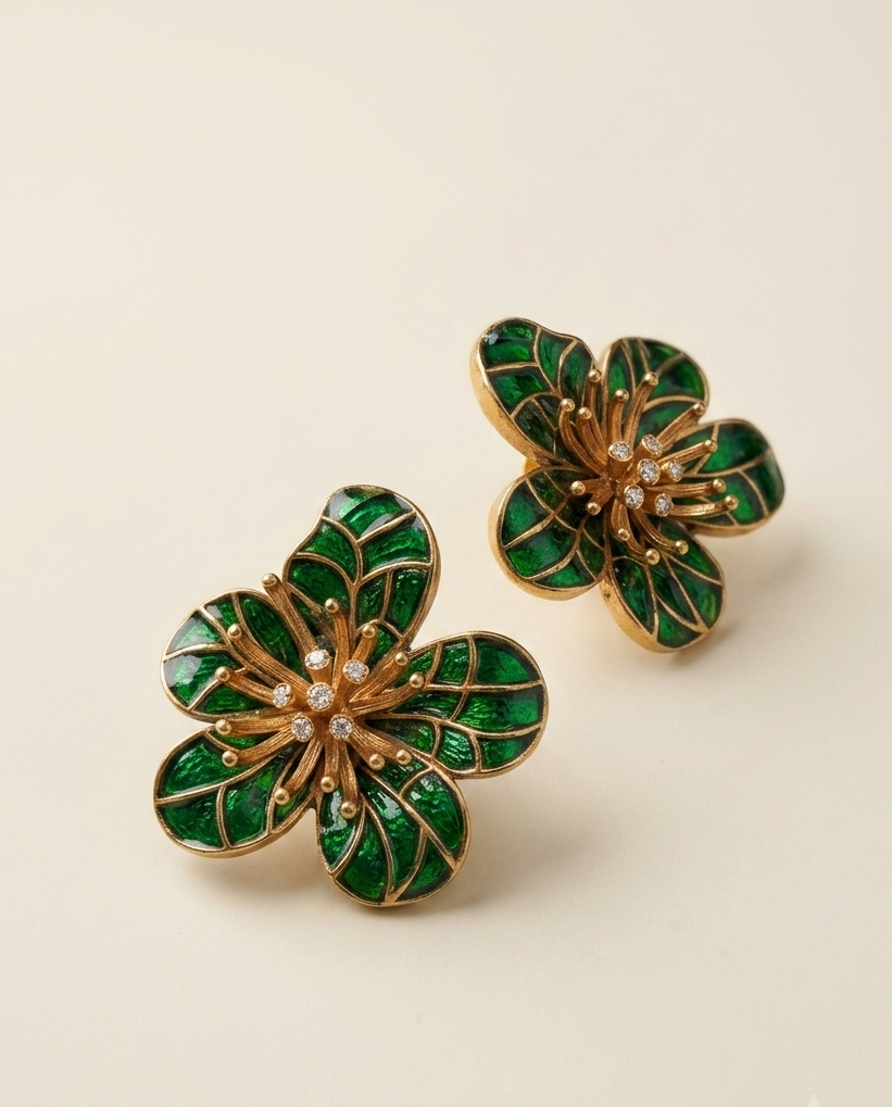 Emerald Leaf Studs