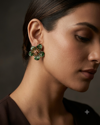 Emerald Leaf Studs