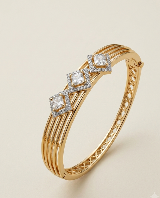 Triple Motif Golden Bracelet