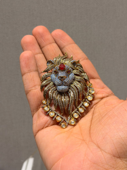 Ruby Regal Lion Brooch