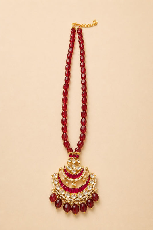 Polki Motif Ruby Mala