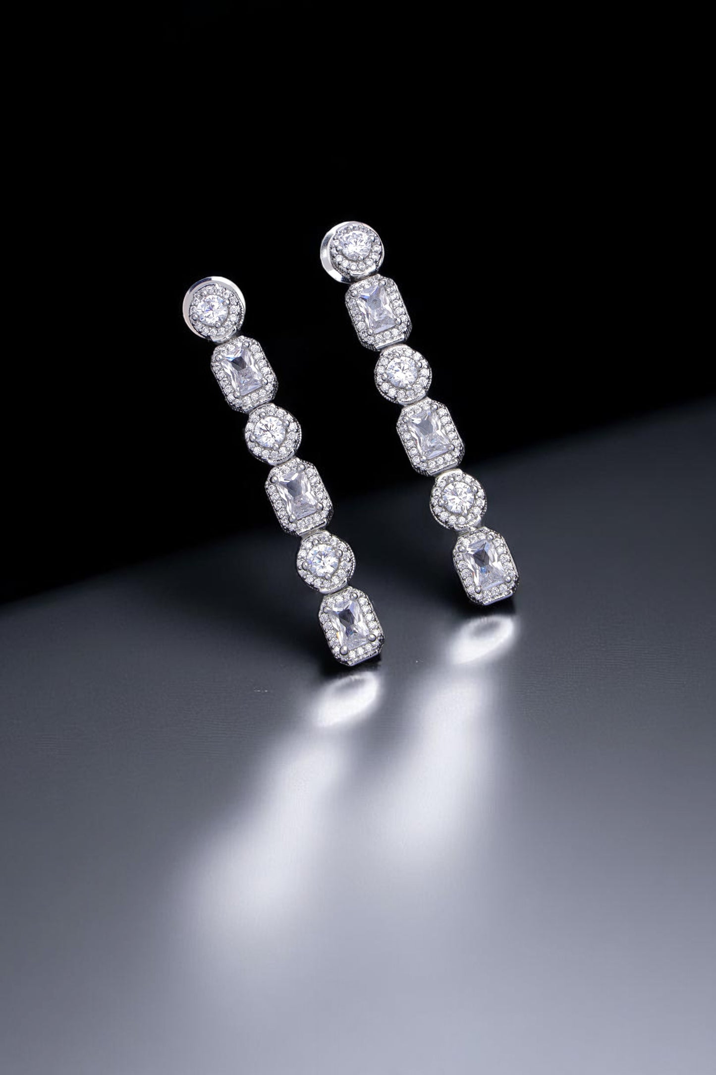 Round & Emerald Danglers