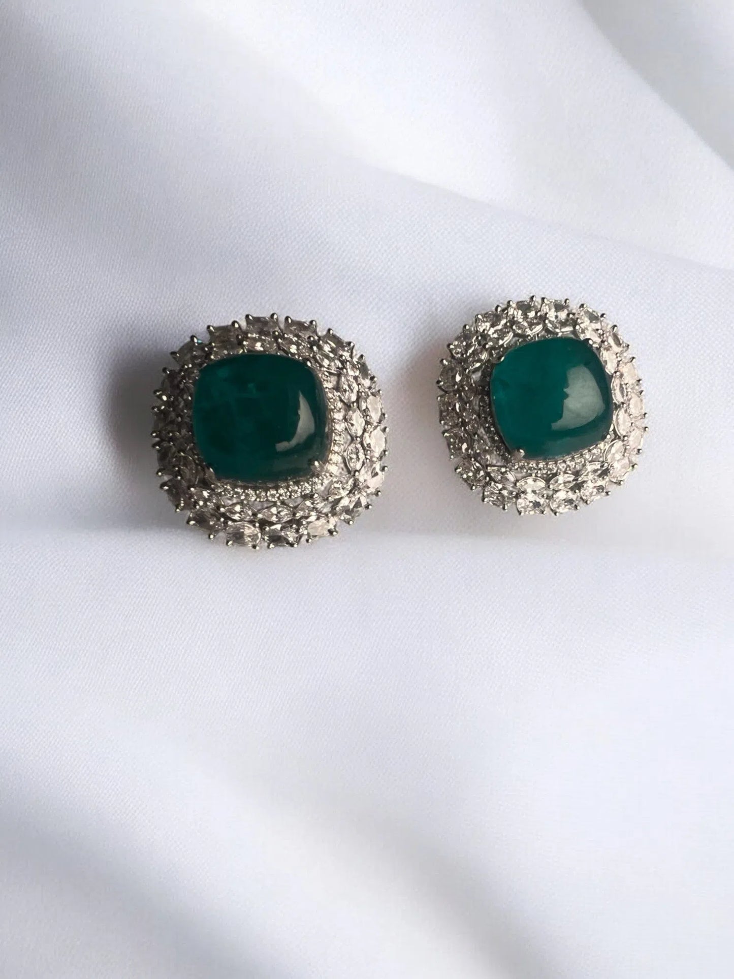 Big Emerald Studs