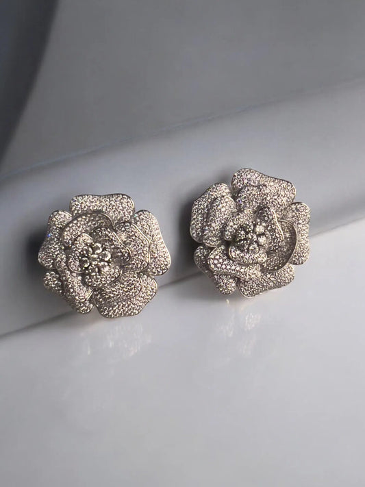 Silver Rose Studs