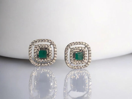 Emerald Halo Studs