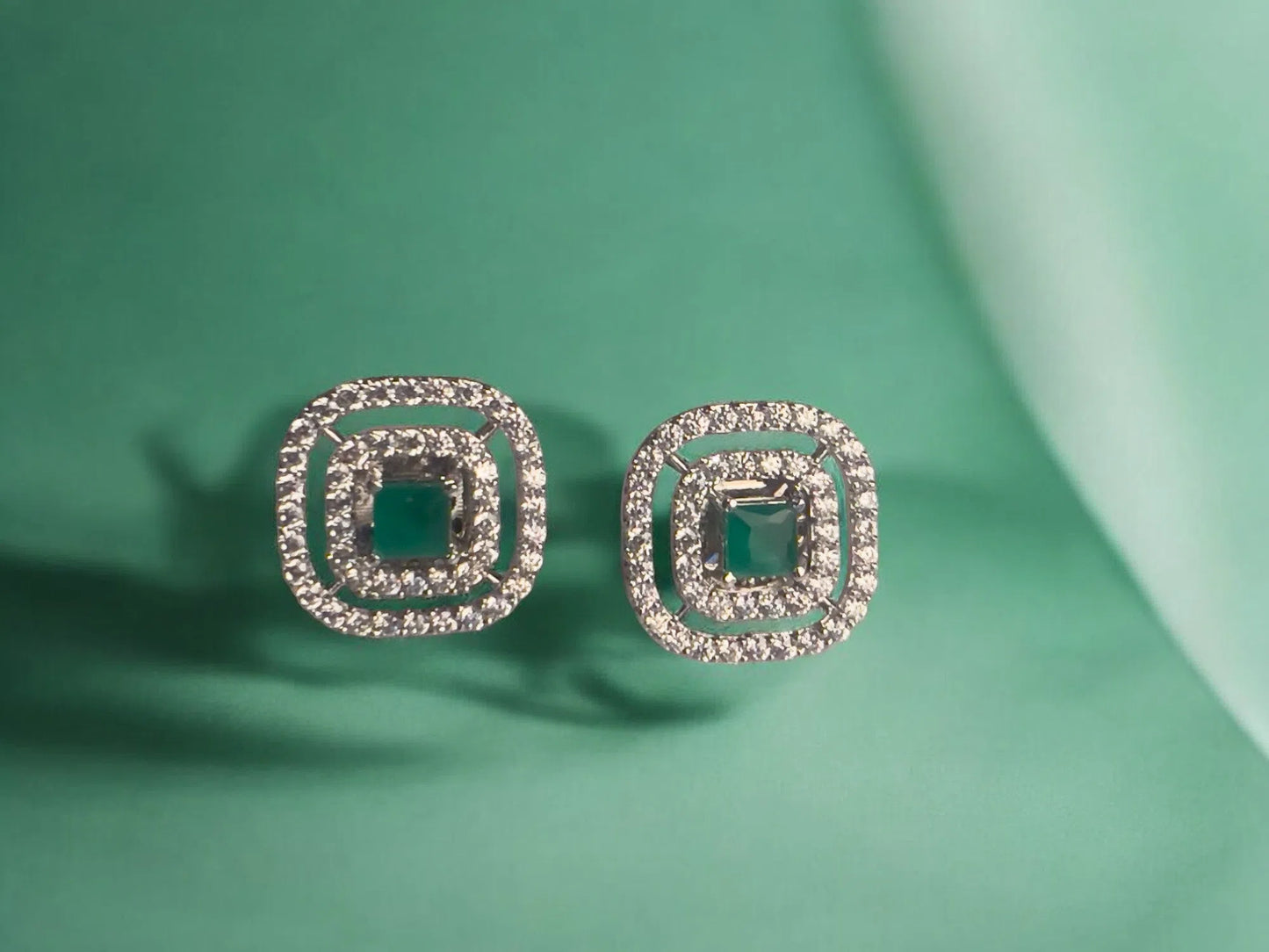 Emerald Halo Studs