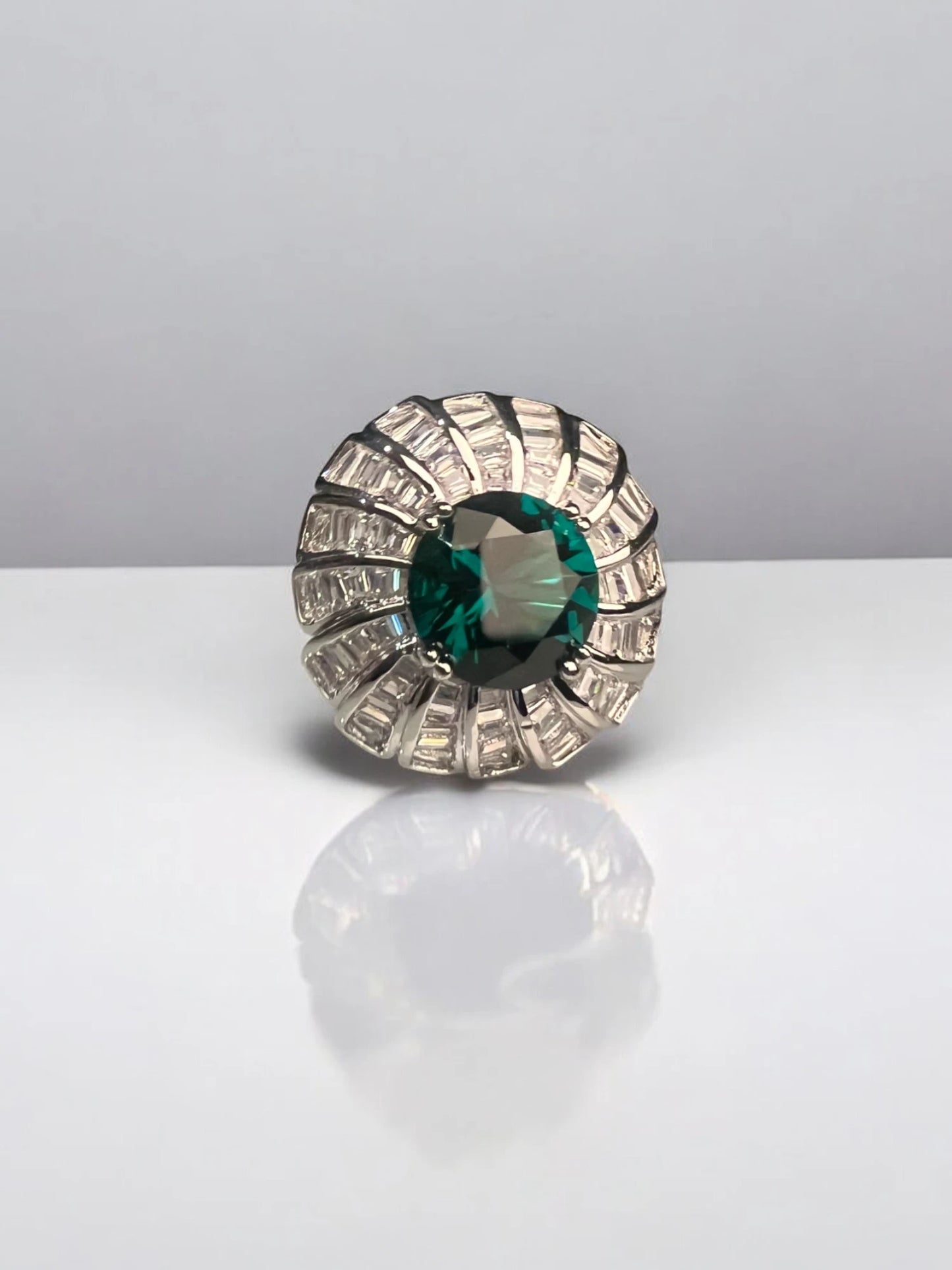 Emerald Radiant Halo Ring