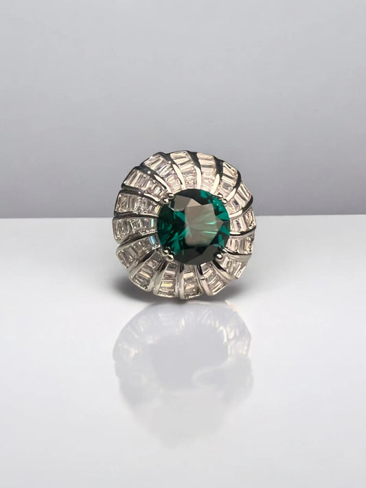 Emerald Radiant Halo Ring