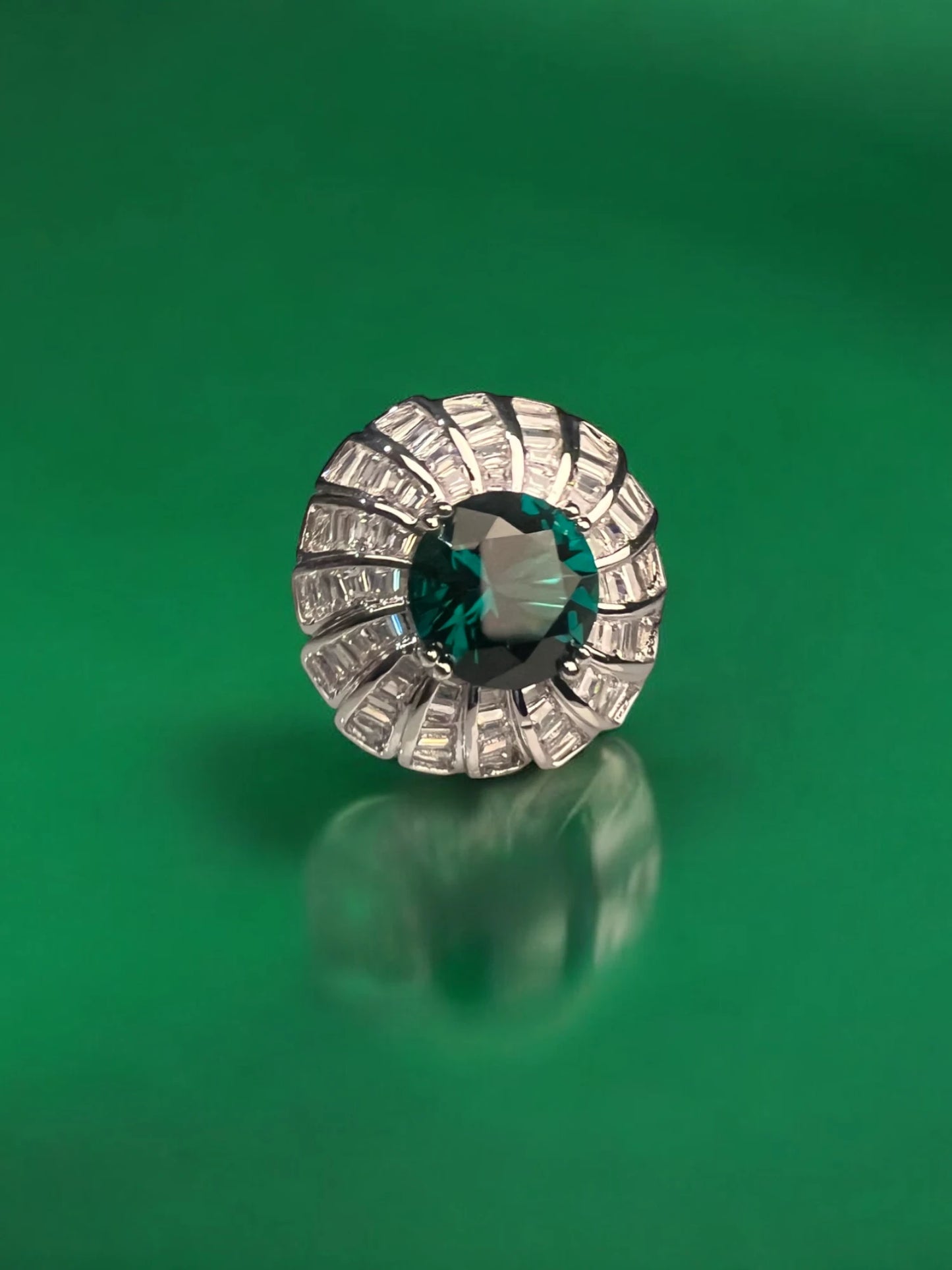 Emerald Radiant Halo Ring