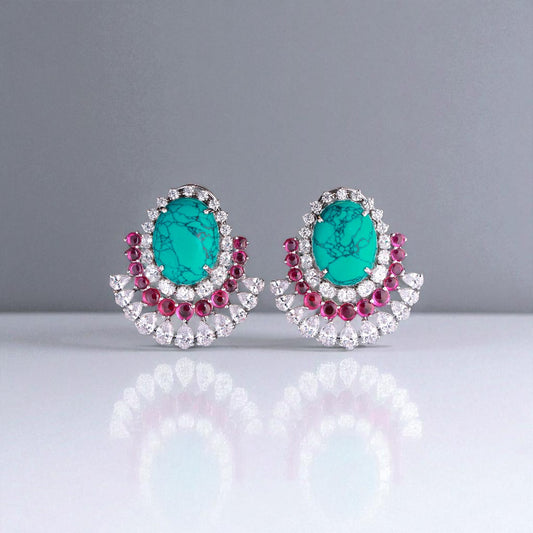 92.5 Silver Turquoise Bloom Studs