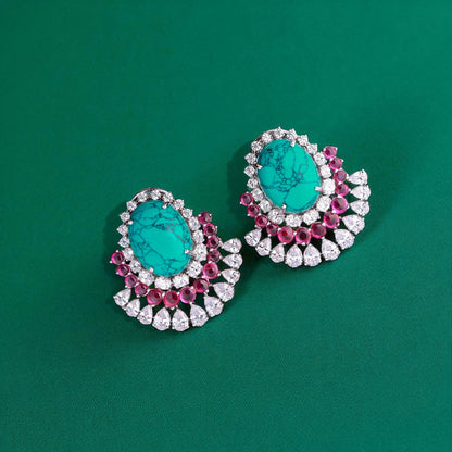 92.5 Silver Turquoise Bloom Studs