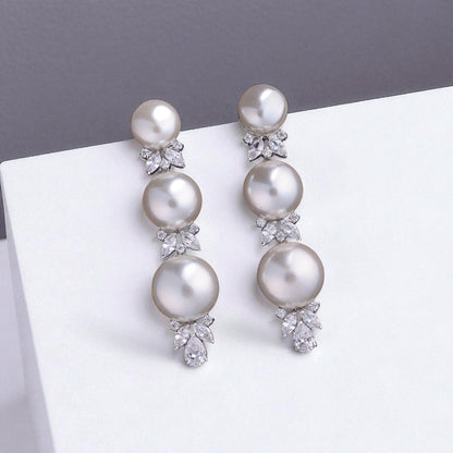 92.5 Silver Triple Pearl Drops