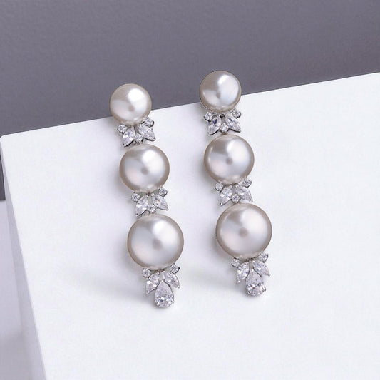 92.5 Silver Triple Pearl Drops