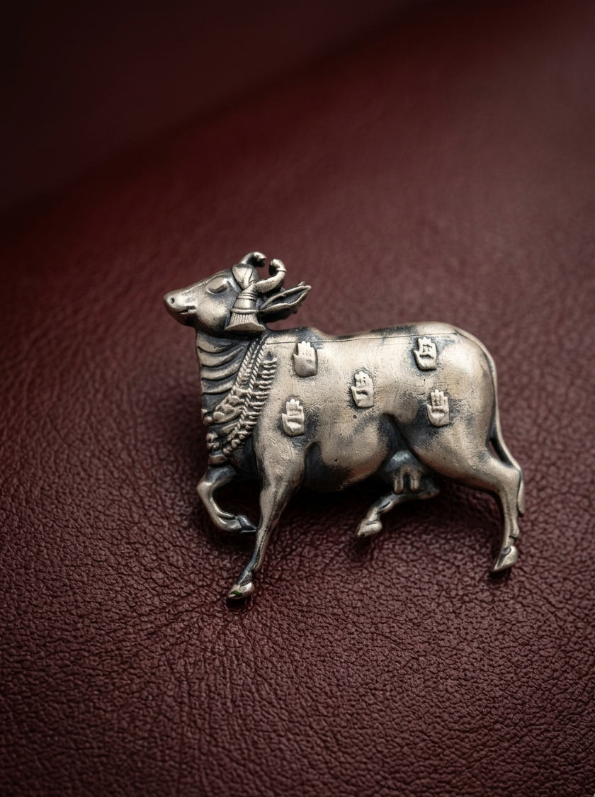 Pure Silver Nandi Brooch