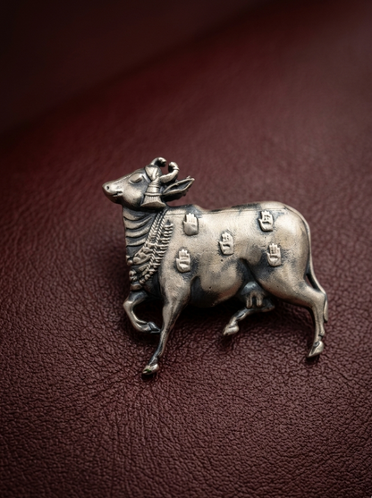 Pure Silver Nandi Brooch
